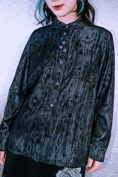 マルチボタンレトロブルーシャツ