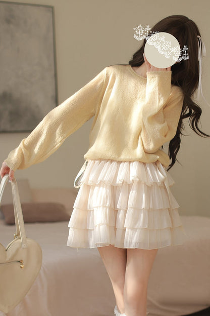 Gentle Sweet Fairy Yellow Top (w/Inner) + Tulle Skirt