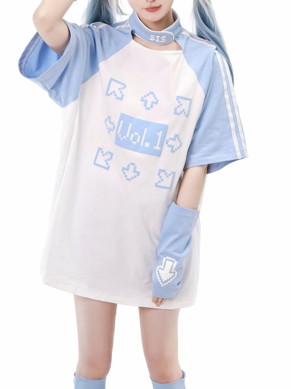 [Angel Neighborhood👼] Pixel Arrow Subculture T-shirt Shorts Leg Cover Setup