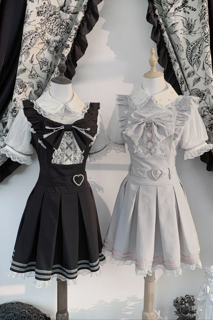 [Vorbestellartikel] Girly-Jirai-Kleid mit Perlen und Spitze