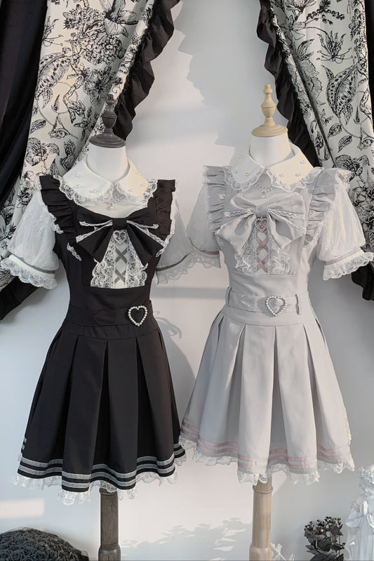 [Vorbestellartikel] Girly-Jirai-Kleid mit Perlen und Spitze