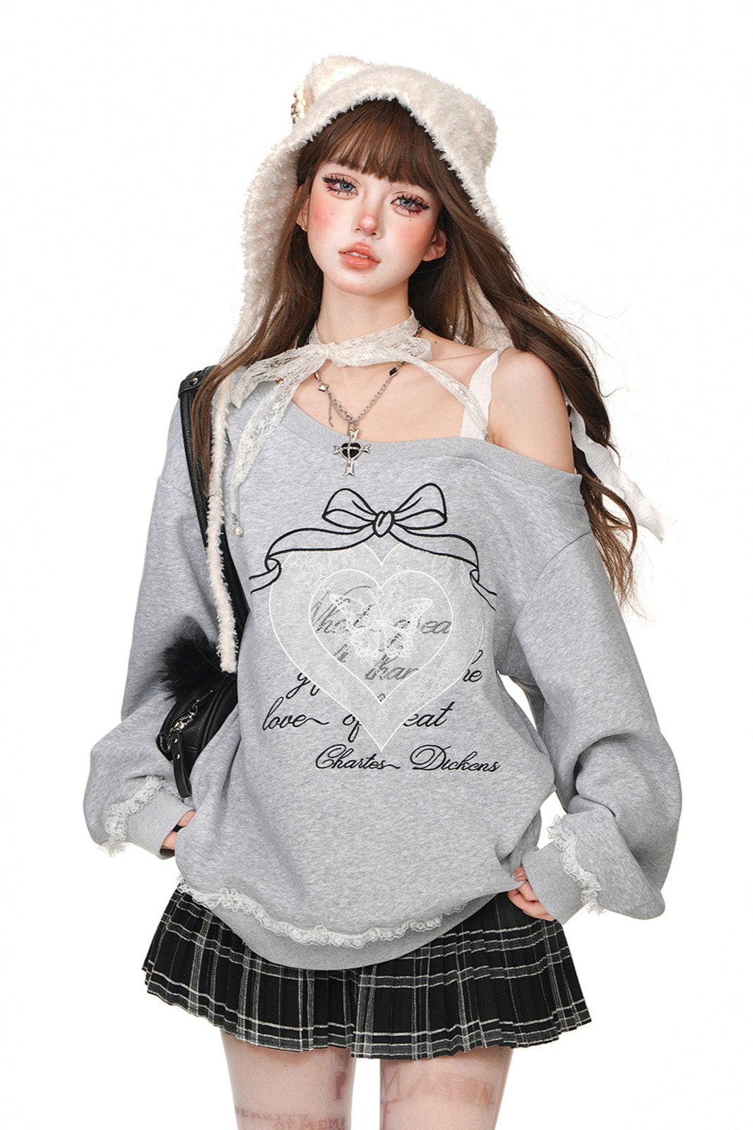 Lazy Korean Lace Sweatshirt