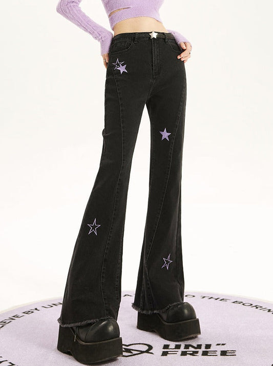 American Retro Slim Flared Star Jeans