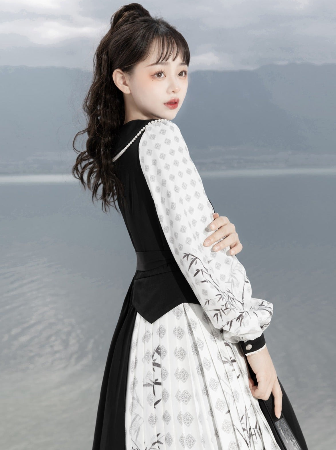 Asymmetrical design china dress