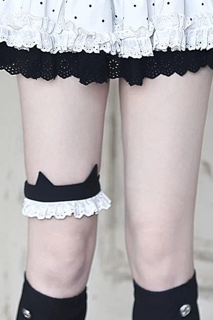 [Pre-order Deadline: June 29] Vintage Black x White Polka Dot Series Accessories (Cat Ear Headband, Leg Warmers, Cat Ear Leg Ring)