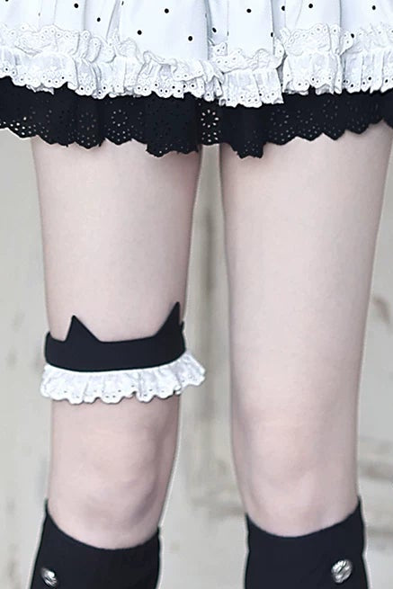 [Pre-order Deadline: June 29] Vintage Black x White Polka Dot Series Accessories (Cat Ear Headband, Leg Warmers, Cat Ear Leg Ring)