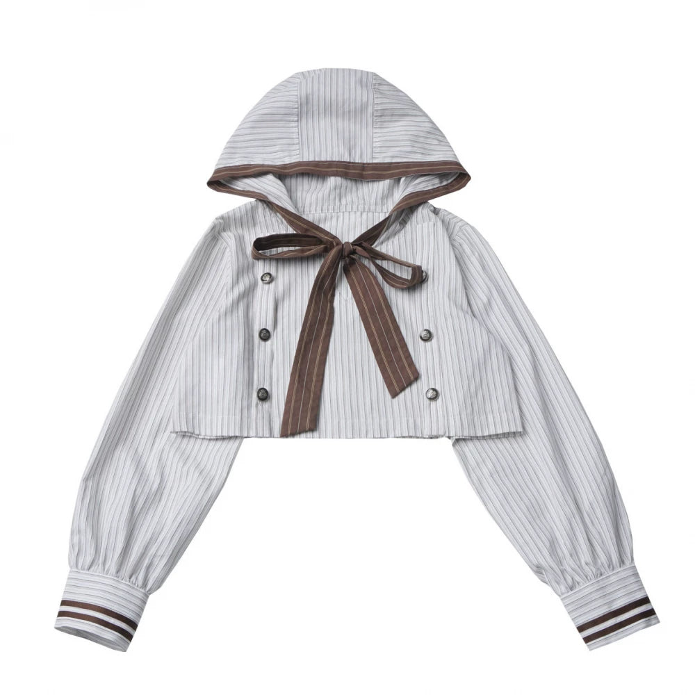 フードトップス+シャツ+スカート+レッグウォーマー+ベスト