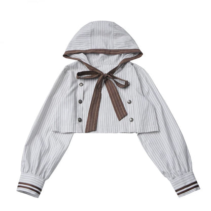 フードトップス+シャツ+スカート+レッグウォーマー+ベスト