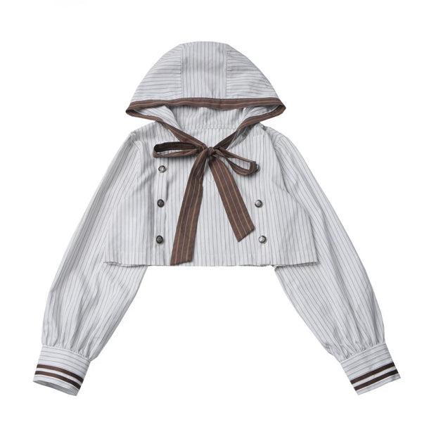 フードトップス+シャツ+スカート+レッグウォーマー+ベスト