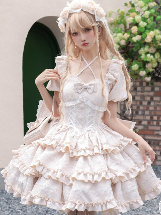 Puff Rose Princess Ribbon Tail Lolita Dress