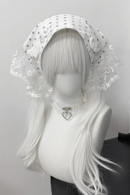 Musiknoten-Spitzen-Kopftuch