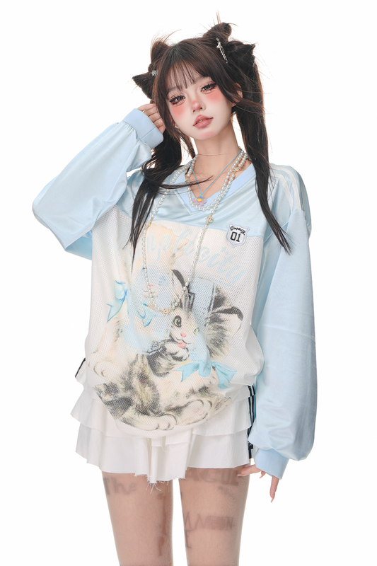 ルーズVネックスイートスウェットシャツ