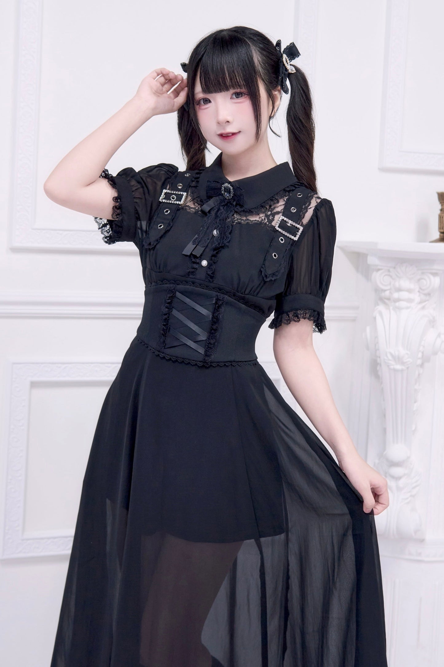 Subculture sheer top + long skirt