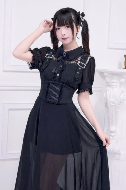 Subculture sheer top + long skirt