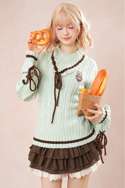 ミントベアニット+ケーキスカート