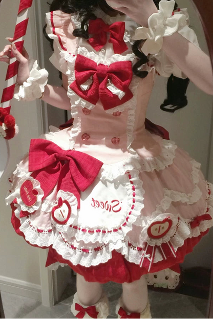 [3월 31일 예약마감] 스위트 애플 메이드 드레스 셋업 + 백 리본 트레인 + 헤어밴드