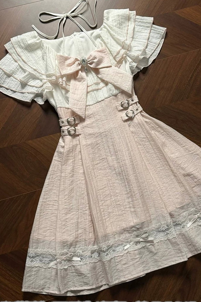 粉色霧感公主洋裝