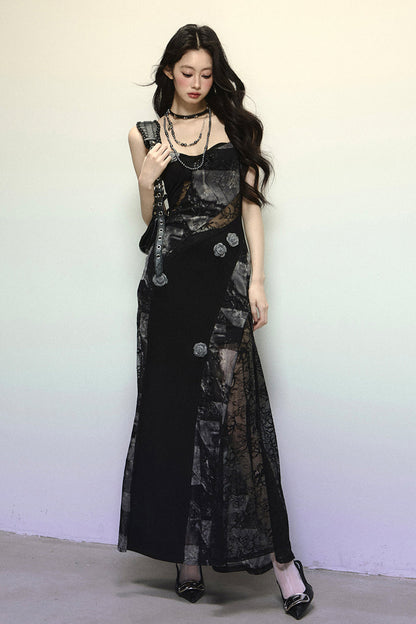 Royal Sister Style Lace Suspender Dress