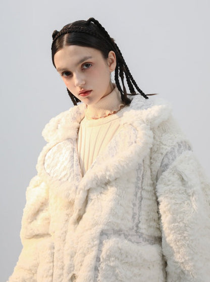 Little Milk Rabbit Reversible Jacquard Fur Coat