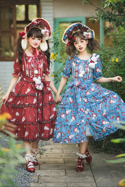 [Pre-order Deadline: January 31] Forest Berry Rabbit Series Daily Puff Sleeve Dress