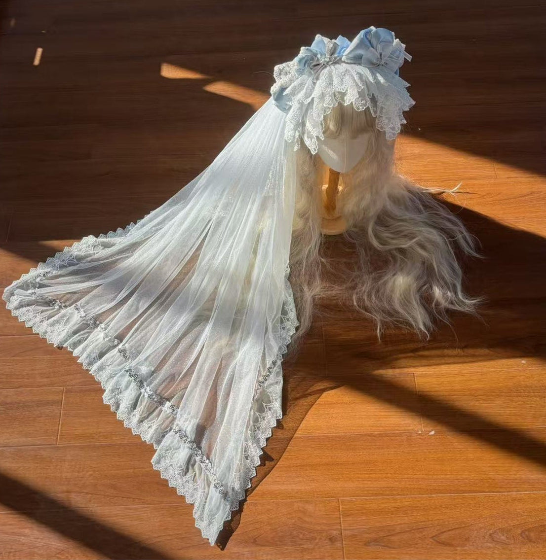 Snow Rabbit Ball Series: Bonnet with rabbit ears + crown veil + accessories