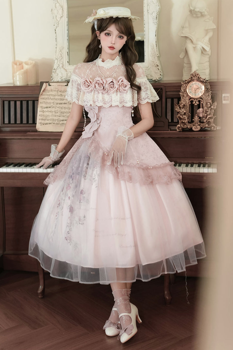 スイートピンクローズエレガントロリータセット