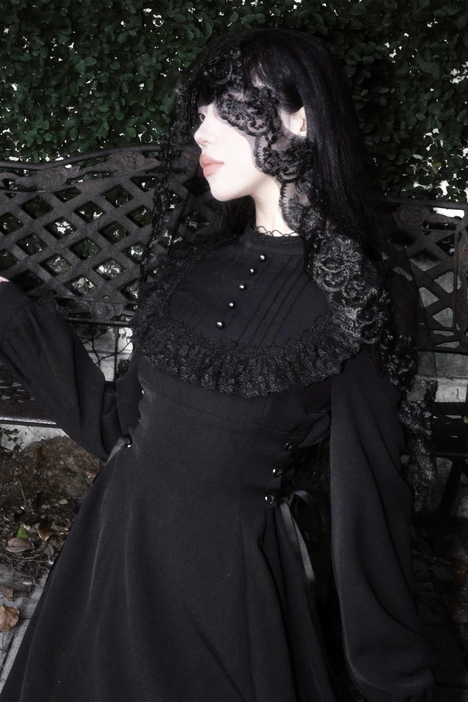 witch lace dress 1950s Halloween Lace Patchwork Witch Dress