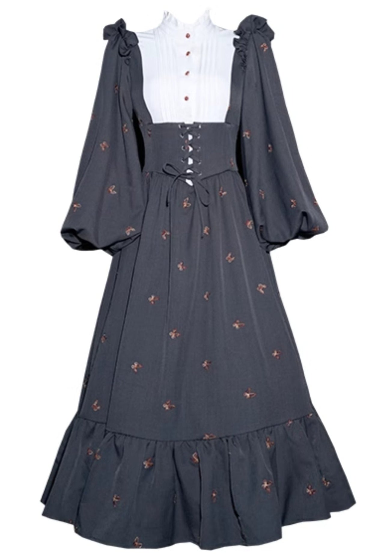 Retro Butterfly Design Lace-up Dress