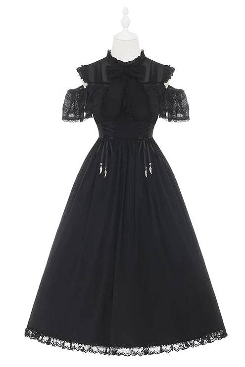 Dark Kawaii Schulterfreies Spitzenkleid