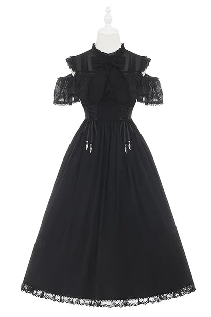 Dark Kawaii Schulterfreies Spitzenkleid