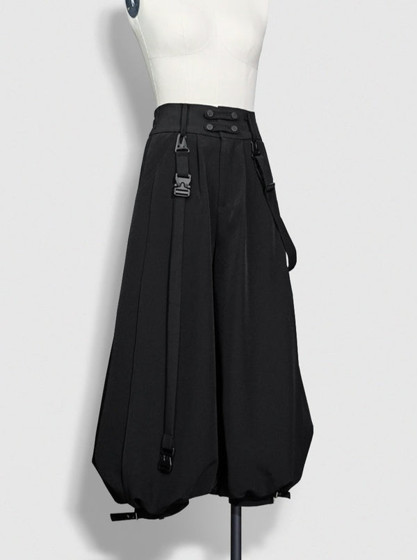 Dark cool jacket + cropped pants + hooded shawl