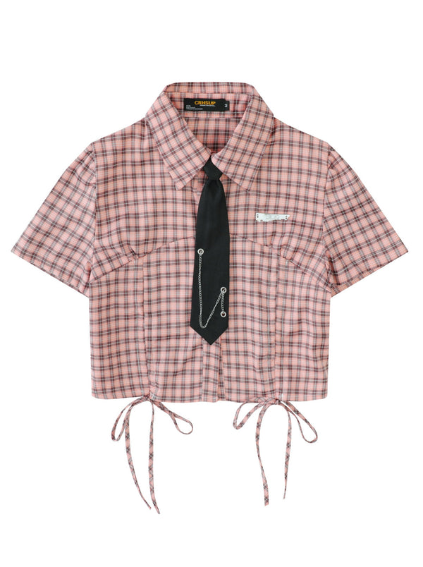 tie cropped short shirt 