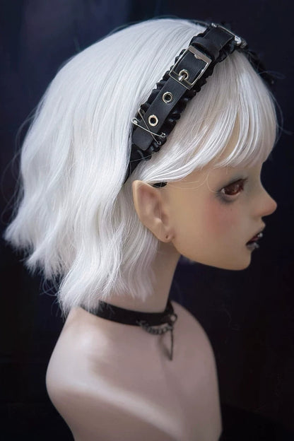 リボンレザーレースヘッドバンド