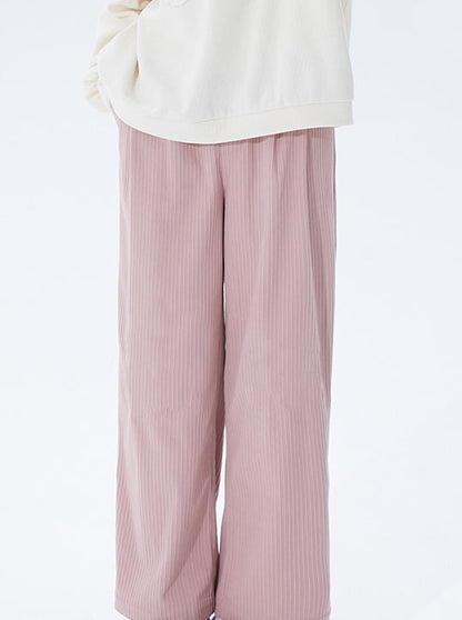 Cut Pink Velvet Casual Straight Pants