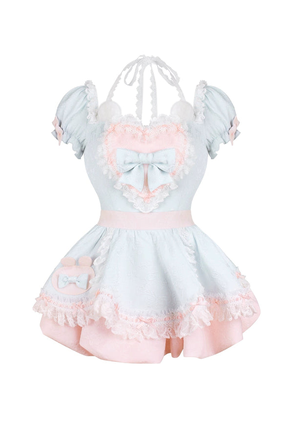 Blue Love Dress + White Bubble Pants