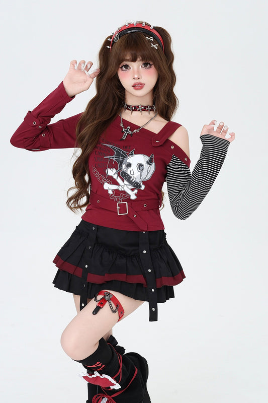 ダークオフショルダーロングスリーブトップ