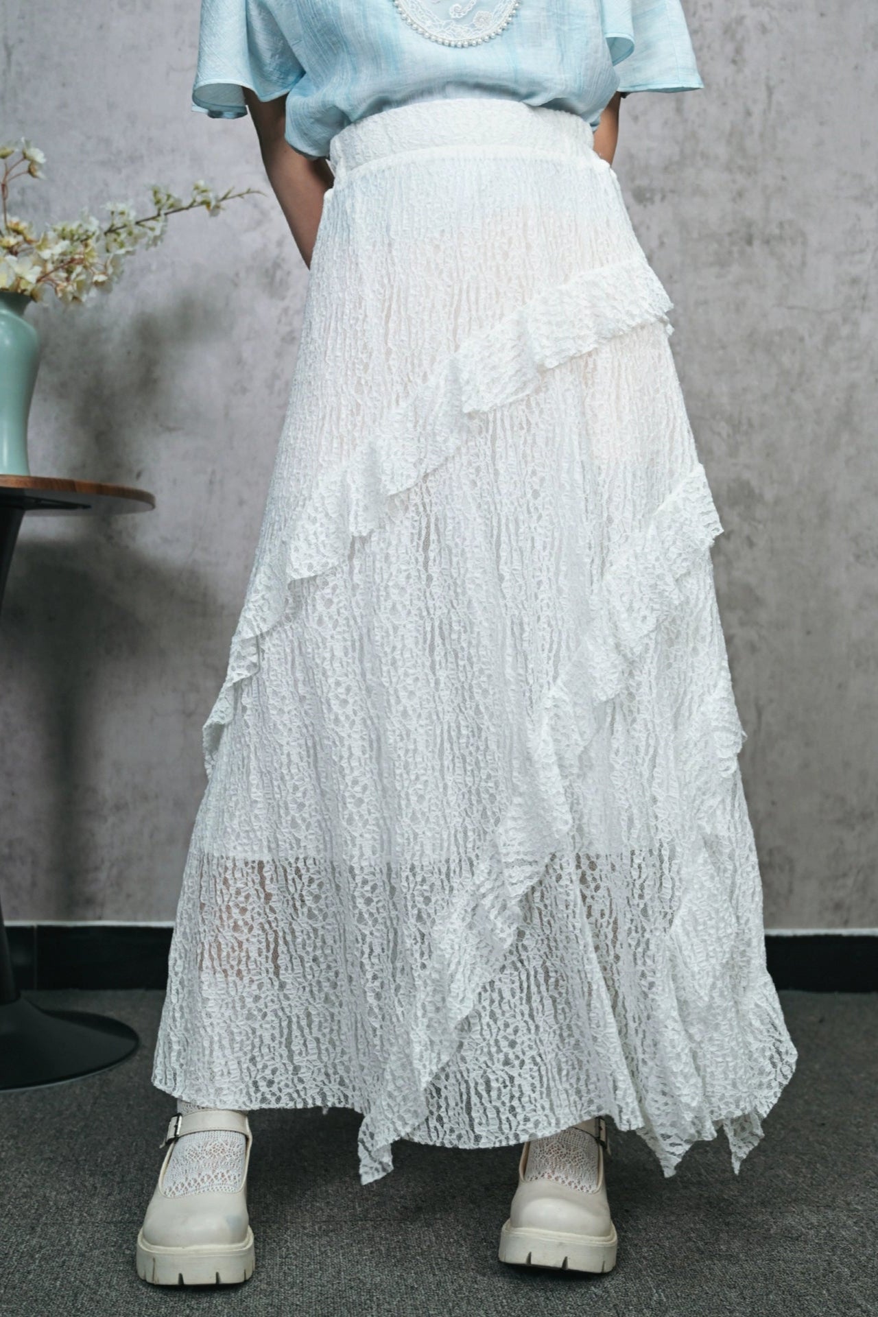 フリンジデザインロングスカート