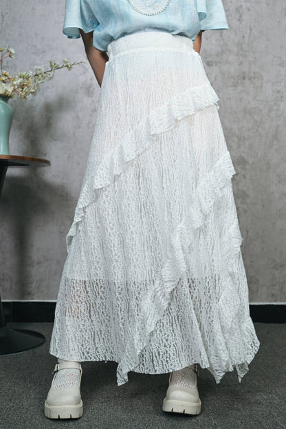 フリンジデザインロングスカート