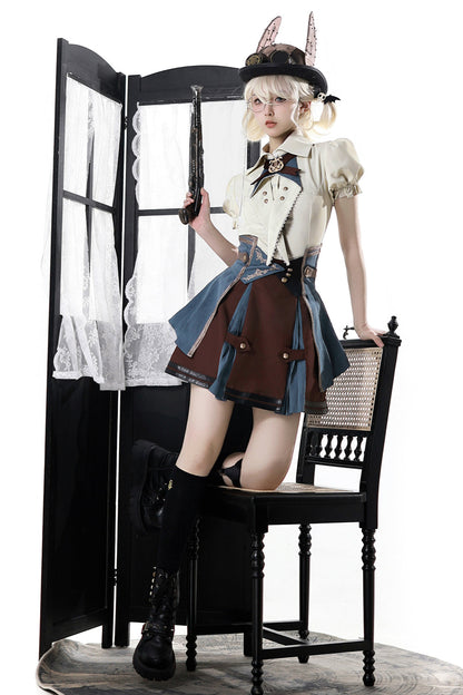 【予約商品】英国風カレッジシャツ+スカート+ベルト