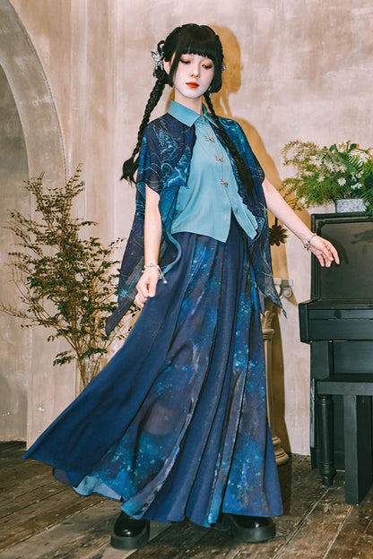 Double chiffon cotton shirt