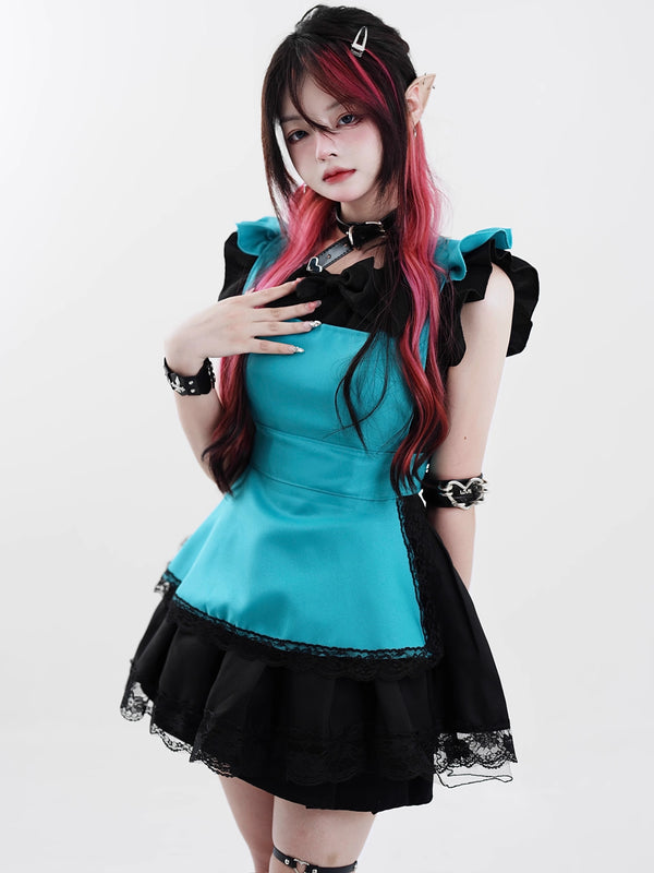 Subuelahot Girl Frill Lace Made Dress Set