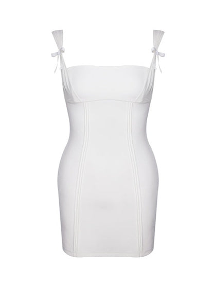 Running White Suspender Dress