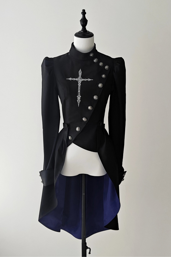 【9月28日予約締切】Prince-Style Gothic Cross Embroidered Coat Jacket With Train