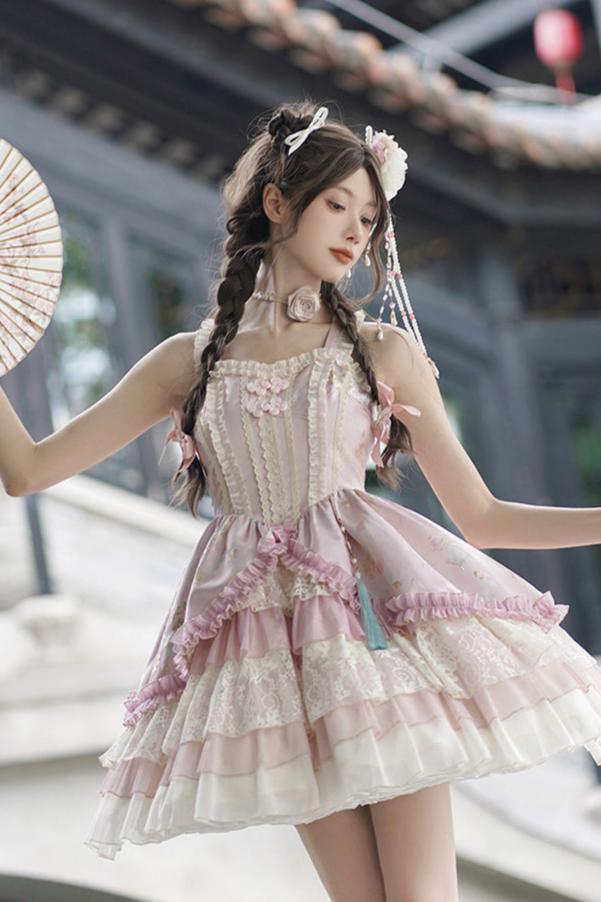 Sweet Suspender Dress + Chinese Set + Necklace + Inner + Sleeve