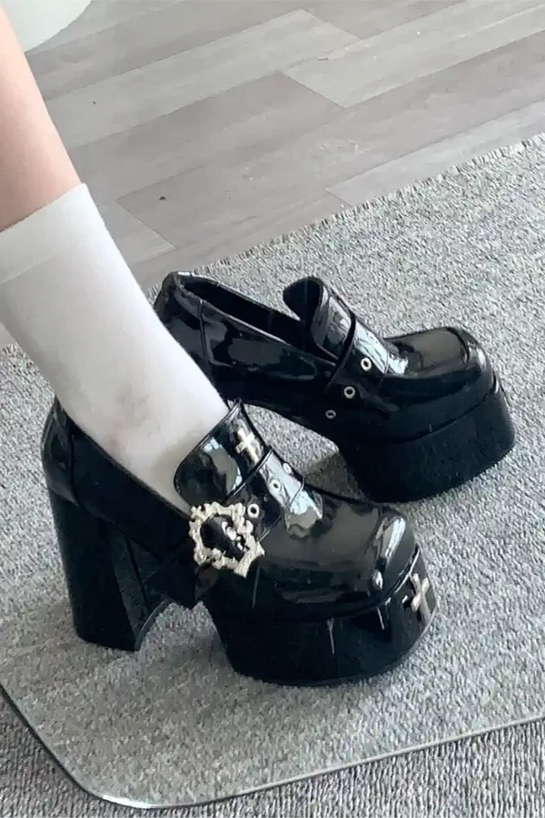 ゴシックデザインスーパーハイヒールプラットフォームシューズ