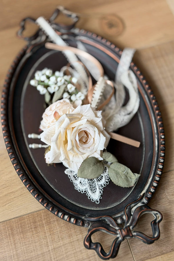 [Pre-order Deadline: July 31] Romantic Sweet Lolita Series Accessories (Flower-Embroidered Waist Ribbon, Corsage with Parfum Emblem, Hair Clip) [Exclusive Sale for Dress Purchasers]