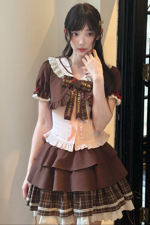 ストロベリーココアドールカラートップス+スカート