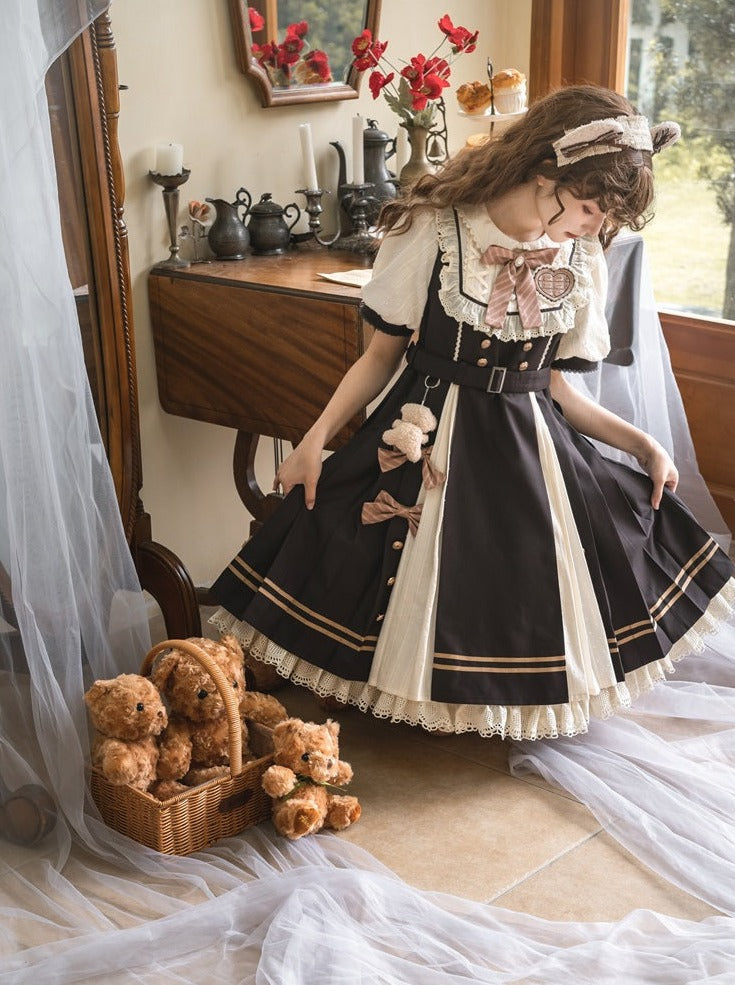 Schokolade mädchenhaftes Retro Lolita Kleid