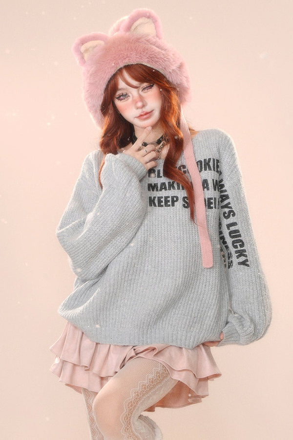 ニットグレールーズスウェター