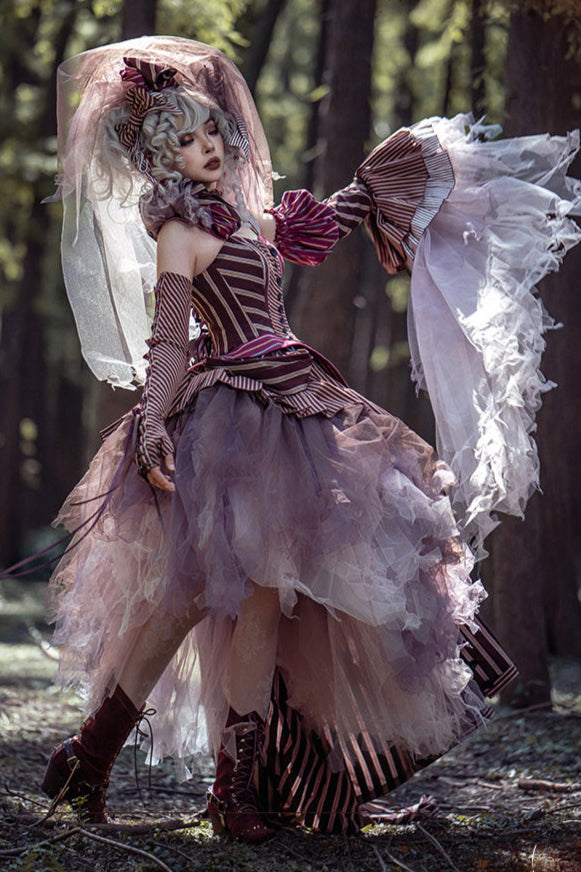 【予約商品】ストライプグリッドファンタジードレスセット＋アシメチュールスカート＋ベール